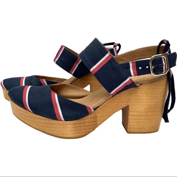 Free People 9 Sandals Clogs Heels Lace up Monaco Boho Festival 4th Nautical 70s - Picture 13 of 15